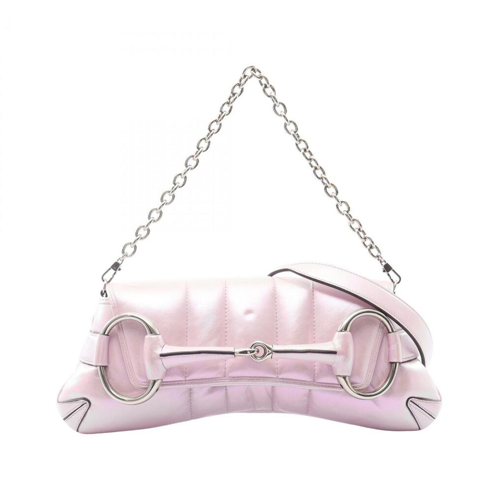 Gucci Horsebit 2-Way Handbag, Leather, Women's, Pink, 764339